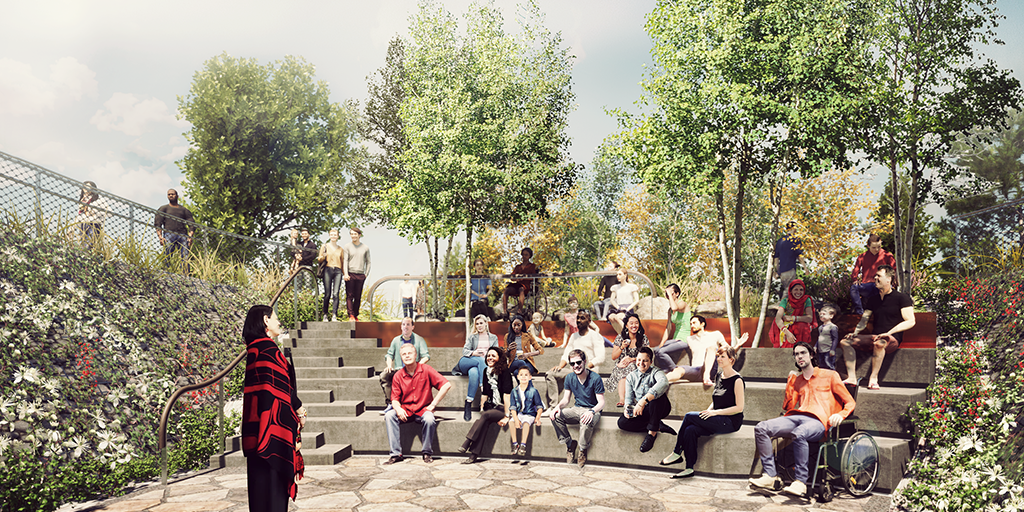 Indigenous House sunken garden area render. (Image: PUBLIC WORK)