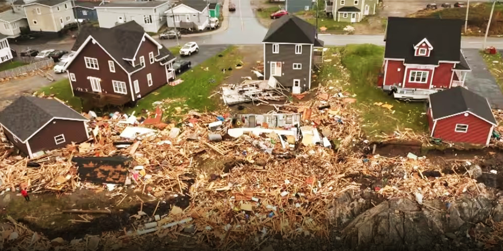 Residential damage following Fiona. (Image: CBC)