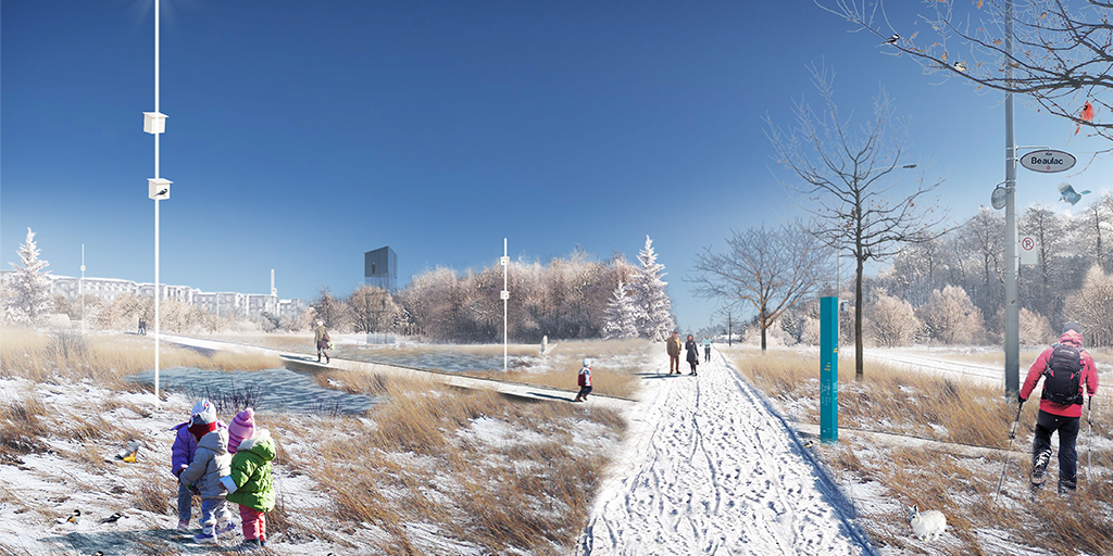 Wet Bioretention Basins of Philippe-Laheurte Park. (Image: Project Team)