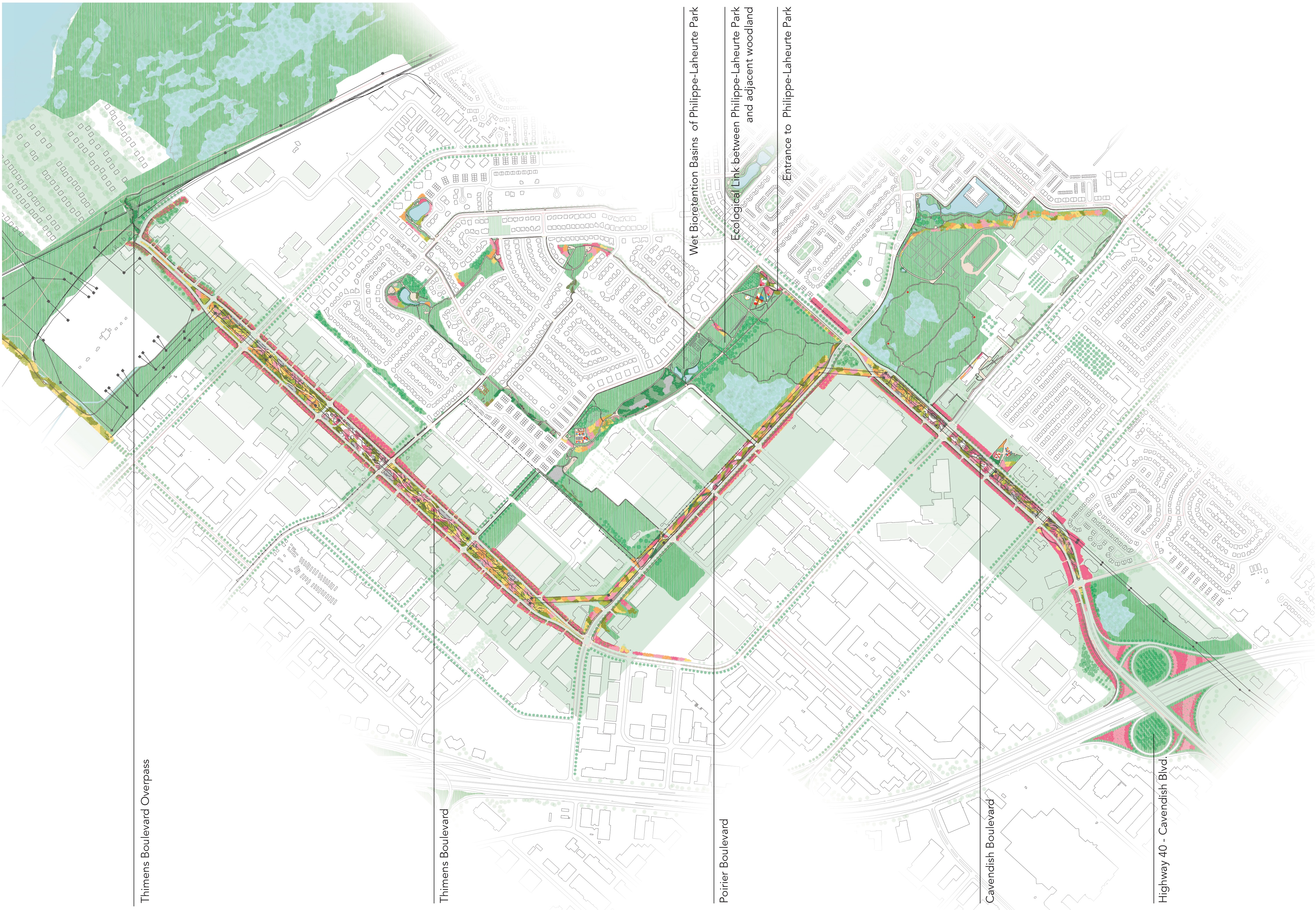 Corridor master plan highlighting main sites of intervention. (Image: LAND)