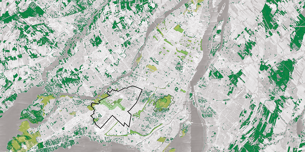 Context map of the Island of Montréal, Borough of Saint-Laurent. (Image: LAND)