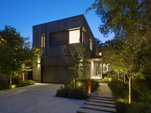 This contemporary residential garden in Oakville, On offers a fresh, bold aesthetic within a suburban neighbourhood