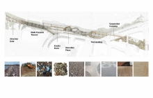 The paving system focuses on recycled materials including construction debris harvested from the Leslie Street Spit.  Image Credit PUBLIC WORK