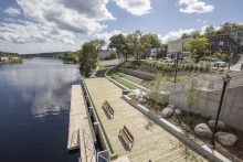 View down the LaHave River and over the Wharf from the Platform