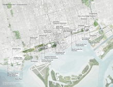 Map showing proposed initiatives for Transformative Idea 3: Shoreline Stitch