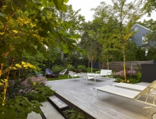 Lush plantings frame functional spaces in which to entertain and relax.