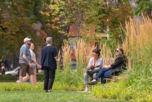 The intimately scaled seating areas nestled within the Grove provide opportunities for small informal gatherings.