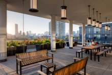 Covered group seating adjacent to indoor common areas (ninth floor)