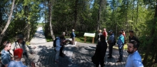 Trail End Octagon Deck with Interpretive Signage and benches during CSLA 2016 Congress Tour.