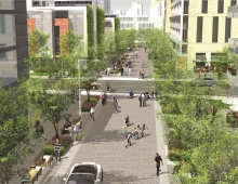 Woonerf Rendered Perspective - Shared street that has been designed with program