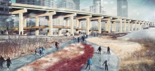 The future bridge will forge new connections and skating trail extension will further trace the historic shoreline.  Image Credit PUBLIC WORK
