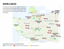 Map illustrating existing off-leash areas in Vancouver