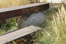 Not a single nail or screw was used in this project, only gravity joins beams and boulders, roots and clay.