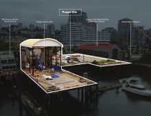 The project site during demolition.  The site was formerly used as a parking lot and for tug boat maintenance.