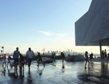 View from water feature, summer evening