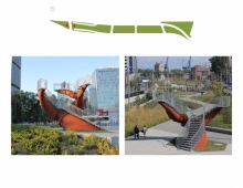 Is also found on the place de l'Aviation-Civile-Internationale the artwork "Dendrites" by the Quebec artist Michel De Broin, chosen within a national competition driven by the City for which the landscape architects participated in the technical studies and for which Rousseau Lefebvre volunteered as jury member.